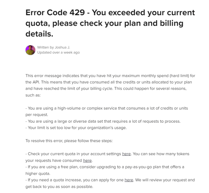 [ChatGPT] openai.&icirc;error&icirc;.RateLimitError: &icirc;You&icirc; &icirc;exceeded&icirc; &icirc;your&icirc; &icirc;current&icirc; &icirc;quota&icirc; ...