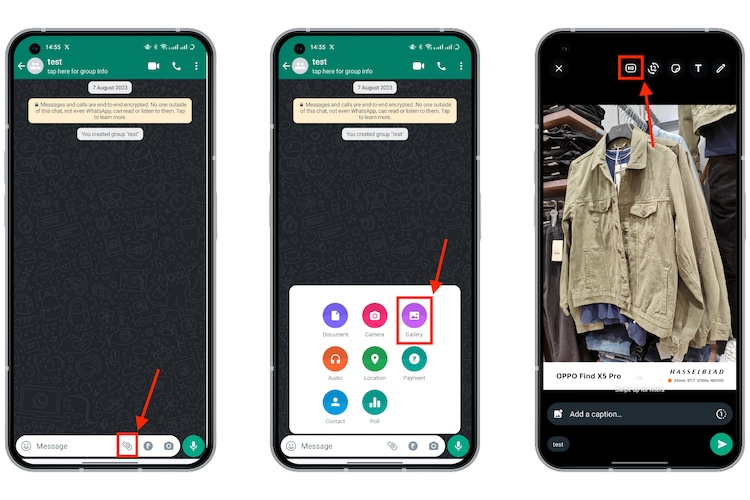 Cara mengirim foto dengan efek tertentu di WhatsApp